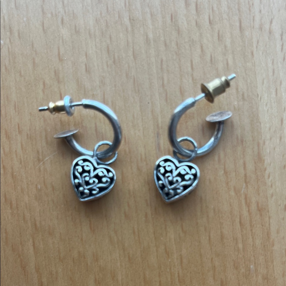 Silver Heart Hoop Earrings